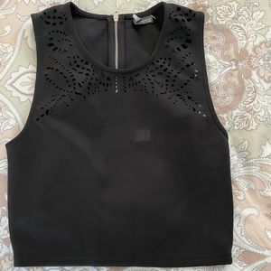 Black zipper back crop top